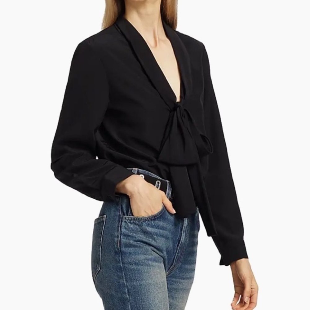 Oscar de la Renta Black  tie front Petite Cardigan